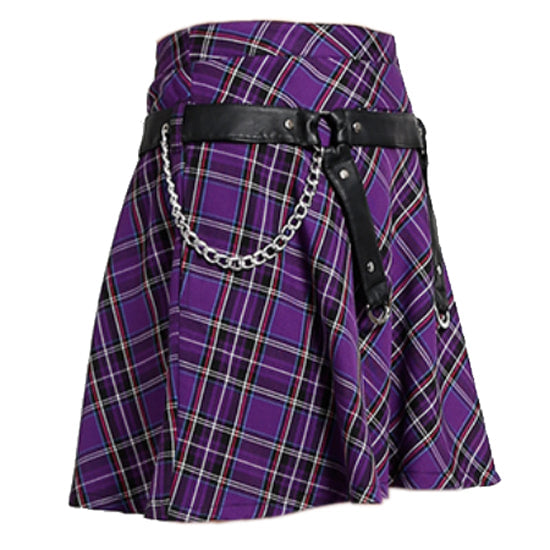 Harnessed Purple Plaid Skirt