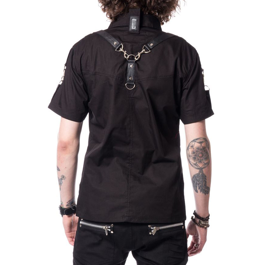 Re-Shirt Strapped Button Front Top
