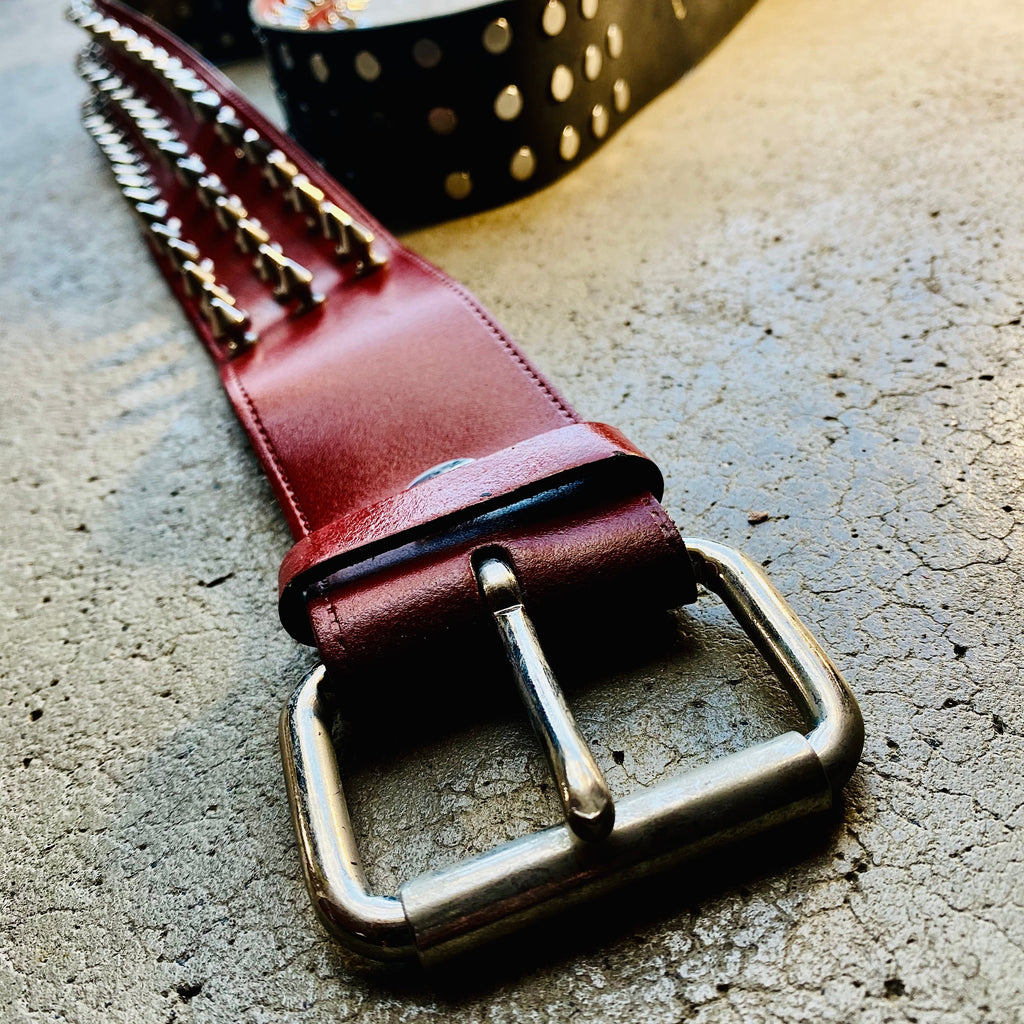 Crimson Wraith Spike Leather Belt