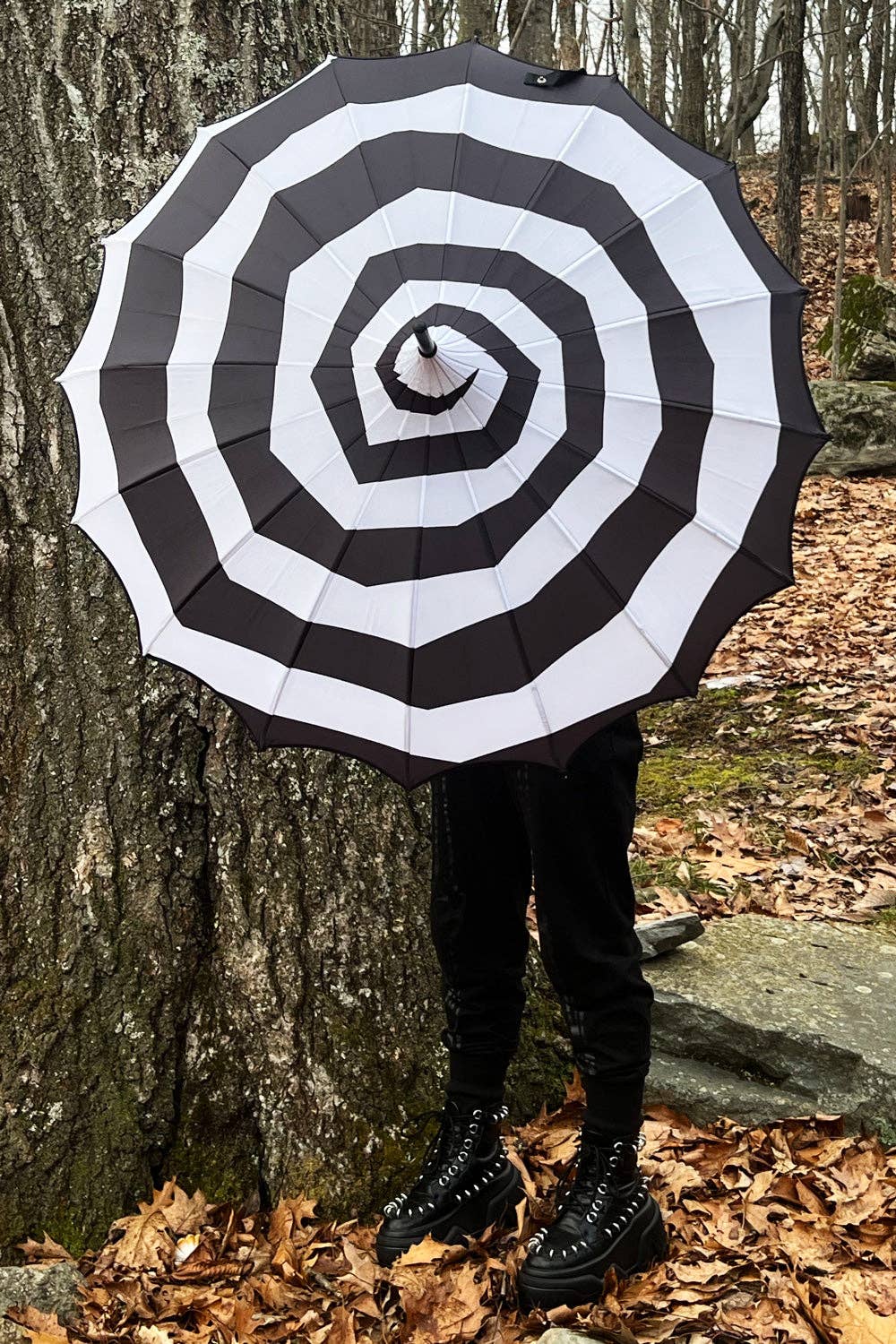 Batwing Spooky Ghostly Spiral Pagoda Umbrella
