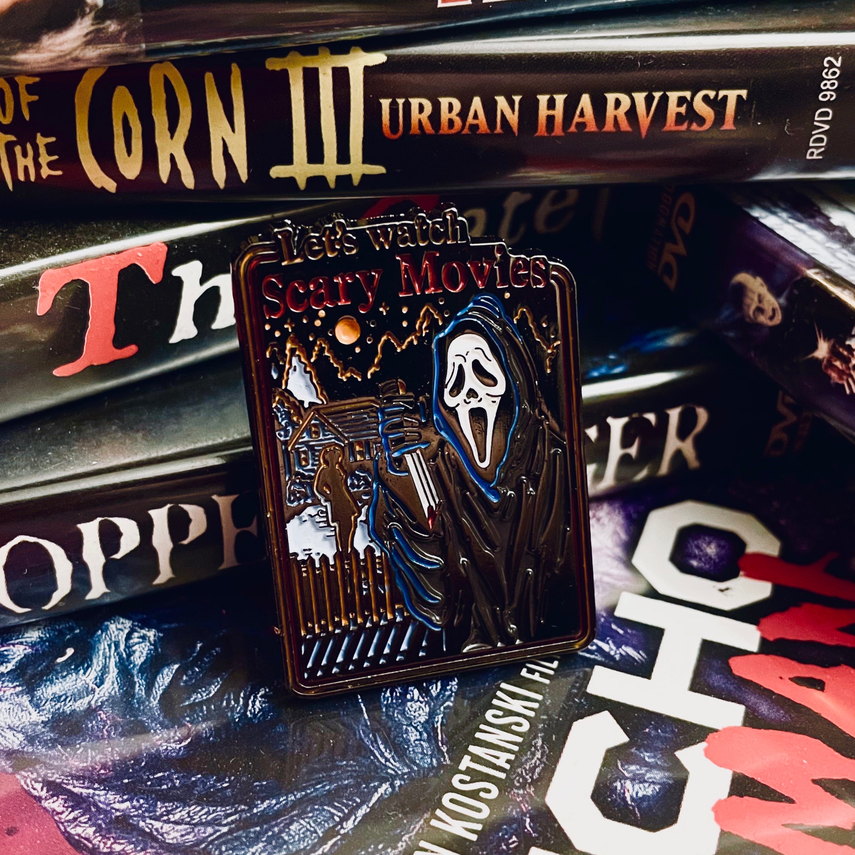 Ghostface Let’s Watch Scary Movies Enamel Pin