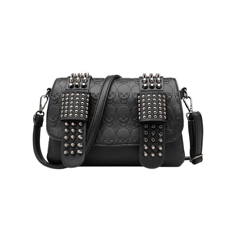 For Crypt's Sake Studded Skull Shoulder Bag