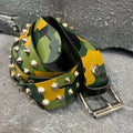 Conical Double Studded Camo Leather Belt