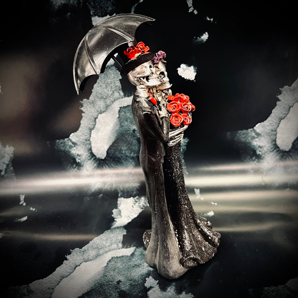 Mourning After Skeleton Embrace Statue