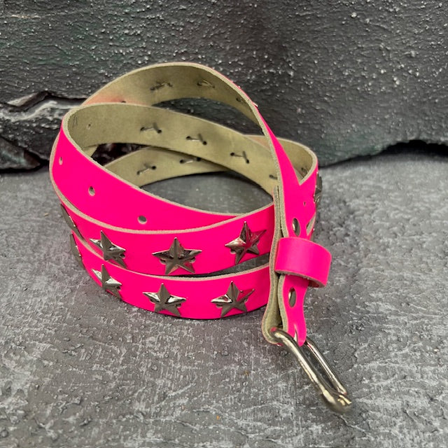 Glam Galaxy Hot Pink Studded Leather Belt (X/Large)