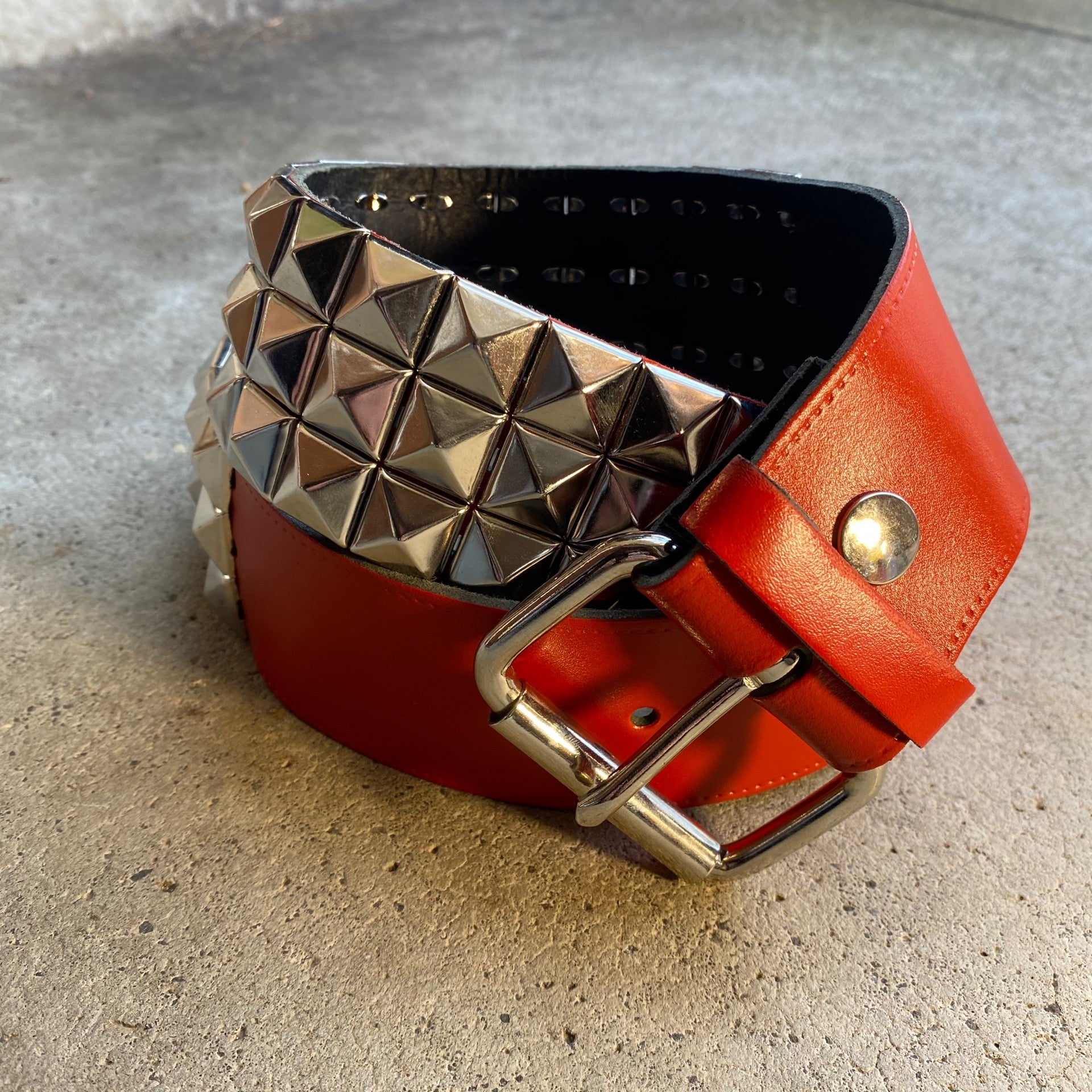 Majesty's Guard Red Leather Stud Belt