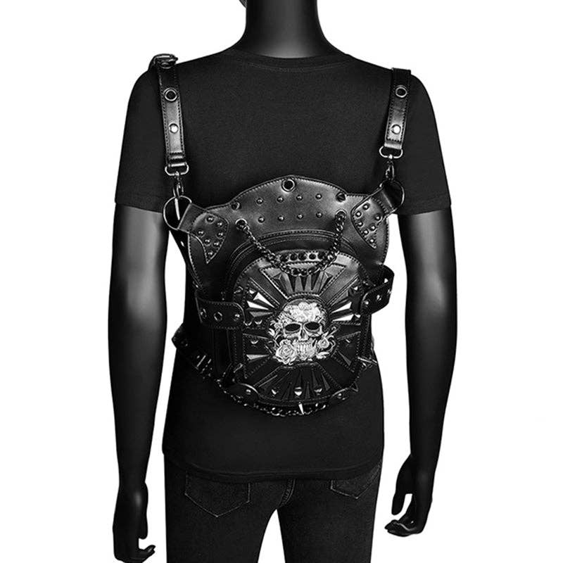 Punk Style Skull Embroidered Bag: Black