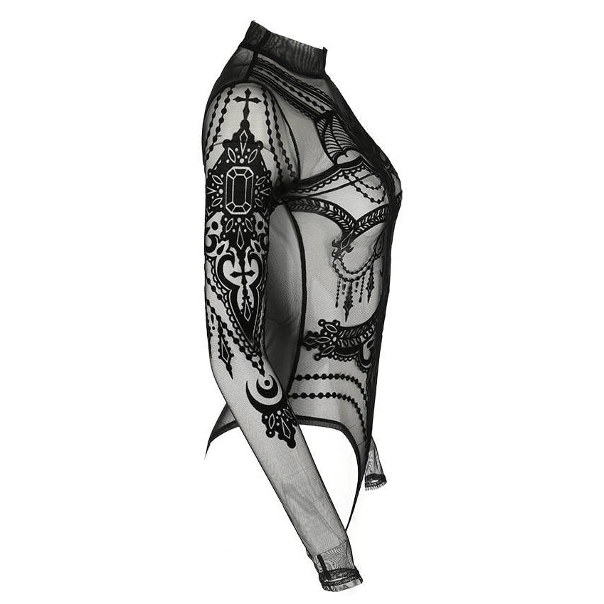 Jewel Bat Mesh Bodysuit