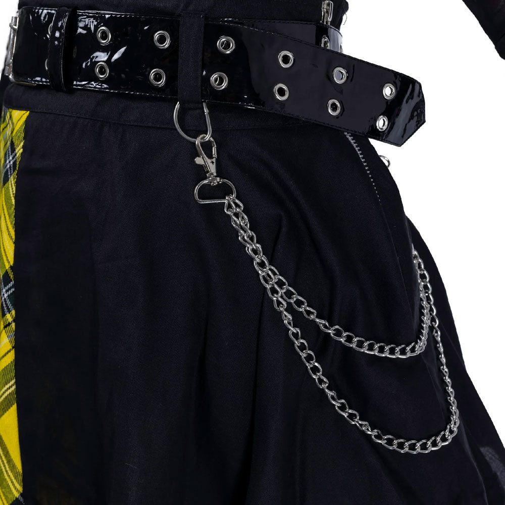 Everleigh Yellow Tartan Split Skirt