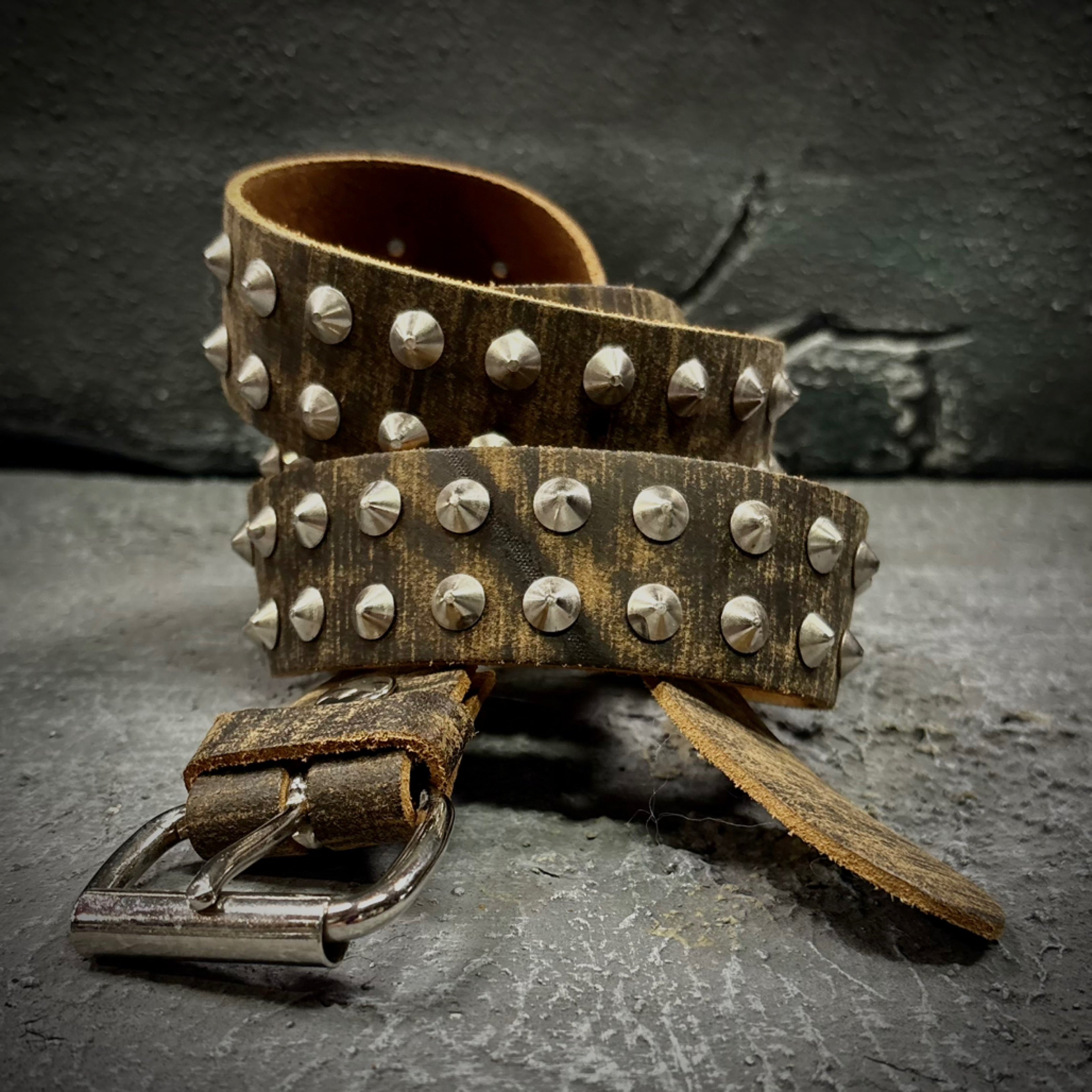 Cut Throat Abestos Grime Studded Leather Belt