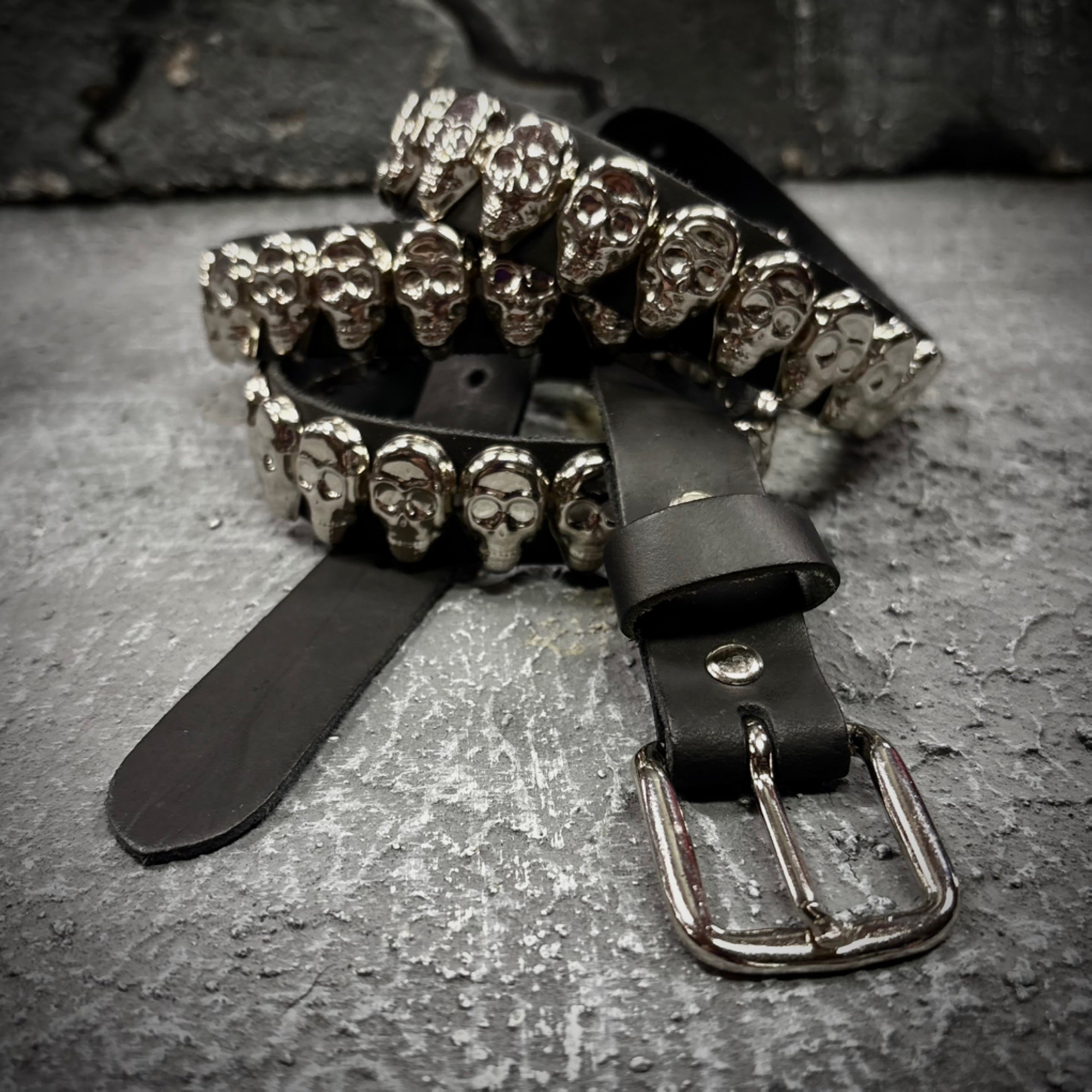 Nemesis Skull Studded Leather Belt