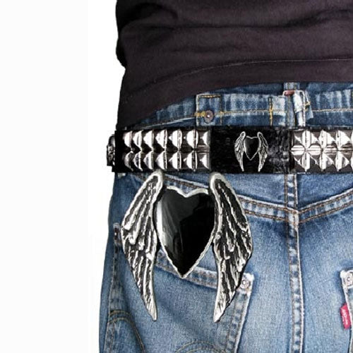 Teutonic Black Heart Studded Leather Belt