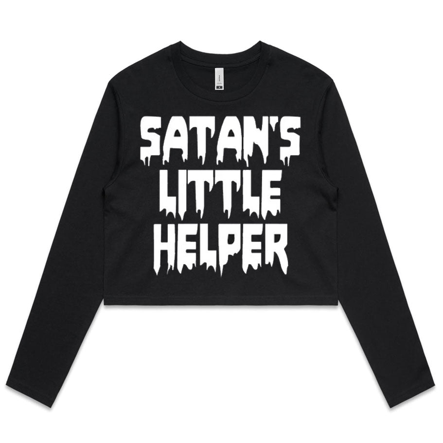 Satan's Little Helper Long Sleeve Crop Top