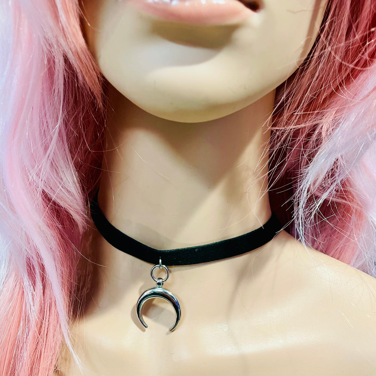 Crescent Moon Vegan Leather Choker