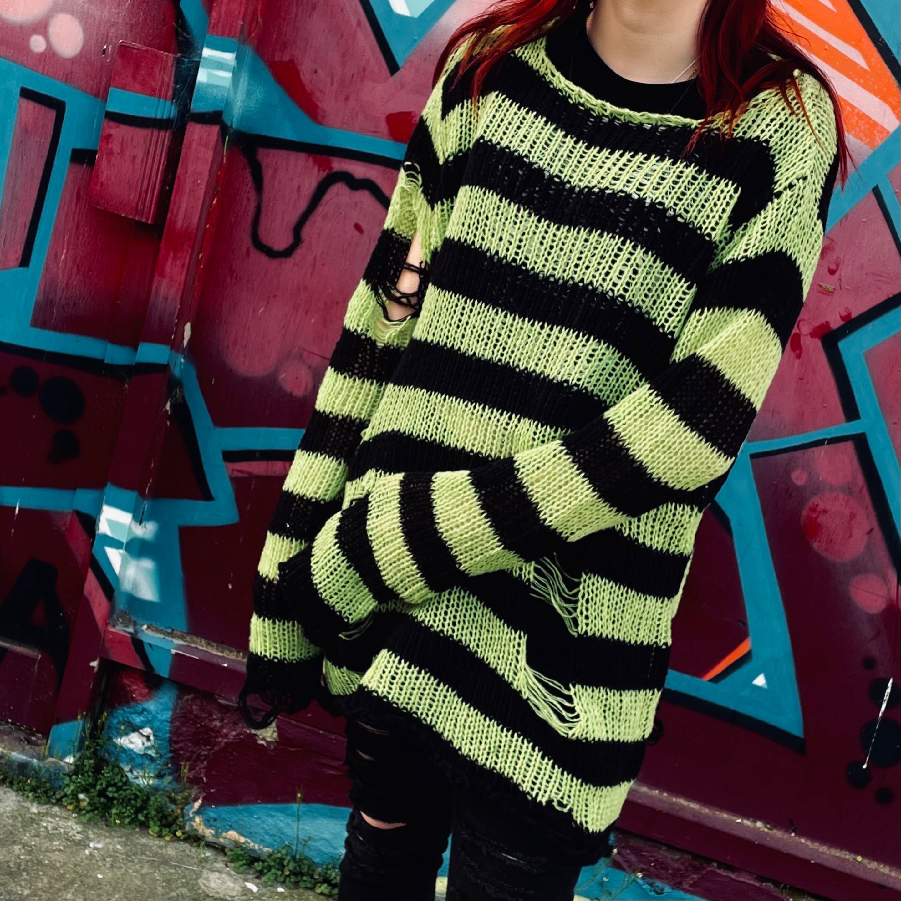 Slasher Distressed Sweater - Zombie Noir