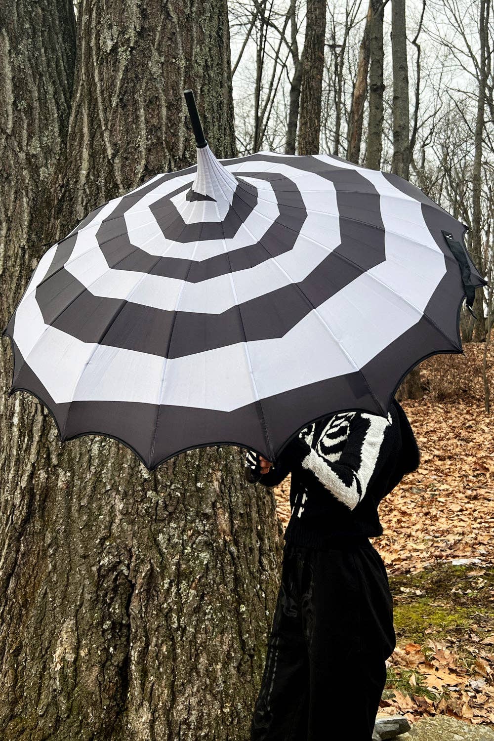 Batwing Spooky Ghostly Spiral Pagoda Umbrella