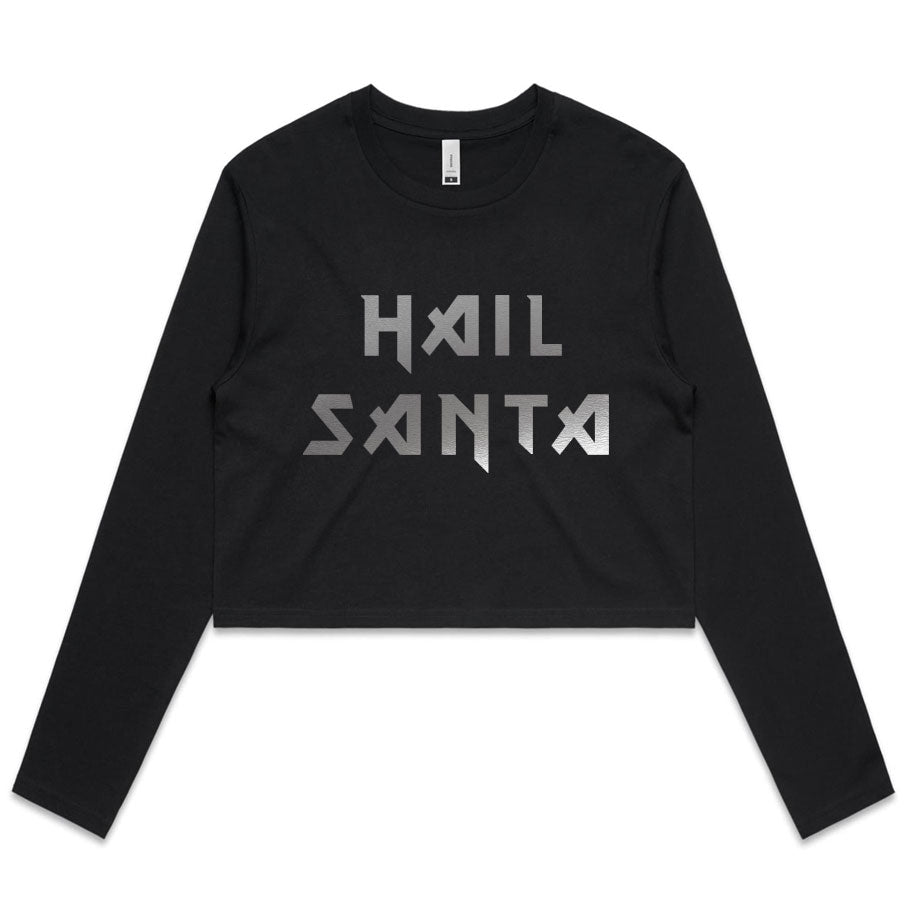 Hail Santa Long Sleeve Crop Top