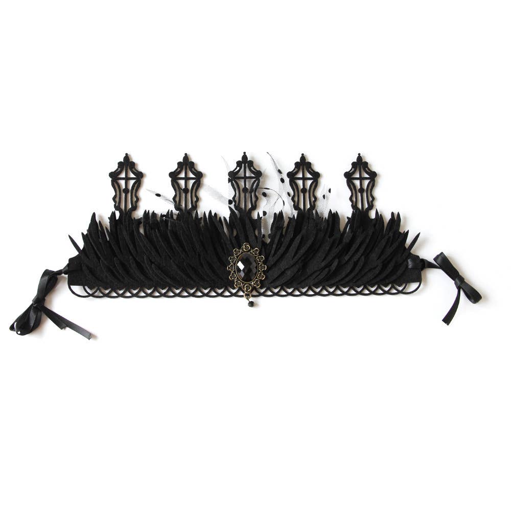 Gothic Baroque Vintage Halloween Crown: Black, One Size