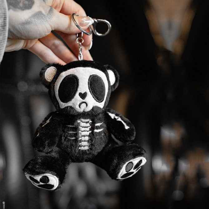 Grumpy Bones Teddy Bear Plush Keychain