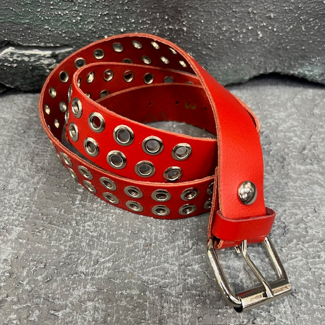 Red Rebel Double Riveted Leather Belt (Medium)