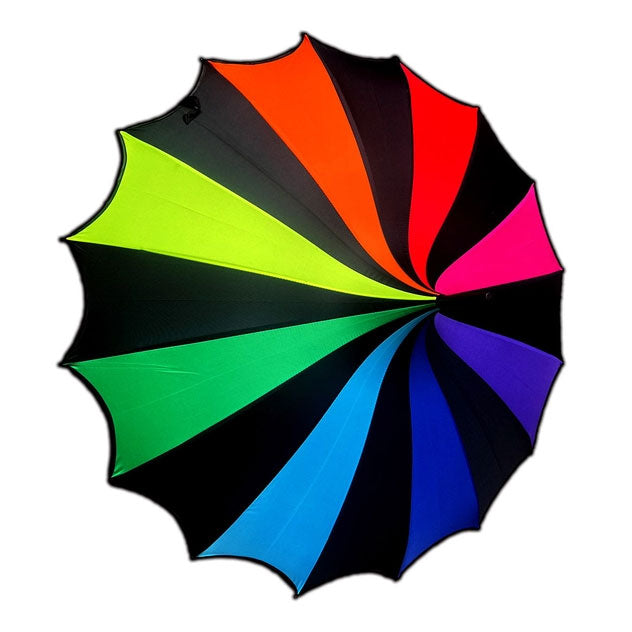 Batwing Pagoda Umbrella - True Black Rainbow