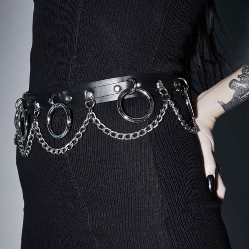 Disrupt Chain and Ring Leather Belt