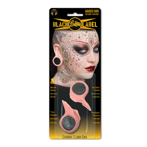 Black Label Latex Piercing Plug Faux Stretched Ears