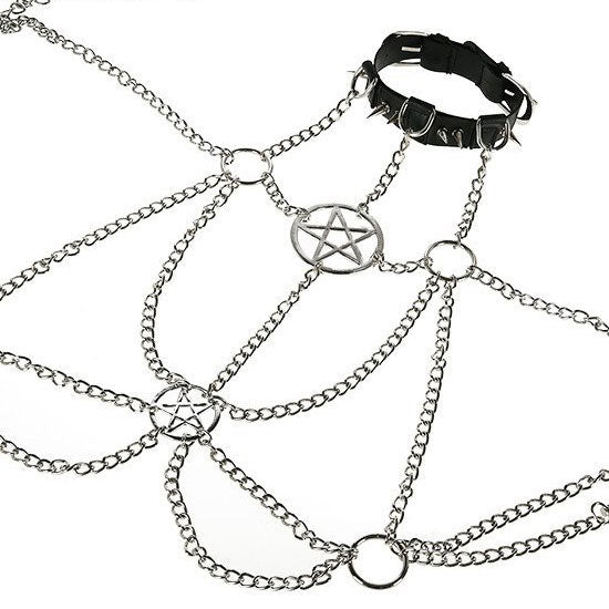 Chained Pentagram Harness Belt