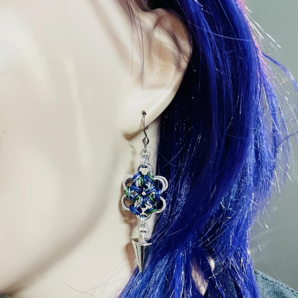 Emerald Lace Chainmaille Earrings