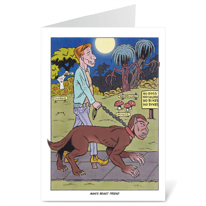 Mans Beast Friend - Blank Card