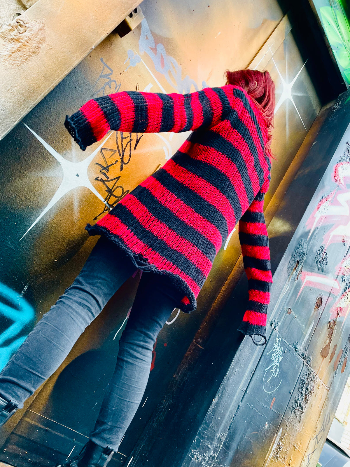 Slasher Distressed Sweater - Blood Noir