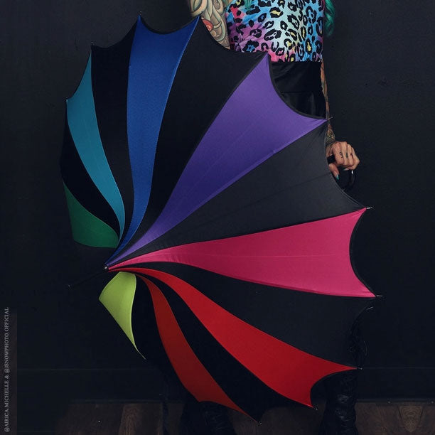 Batwing Pagoda Umbrella - True Black Rainbow