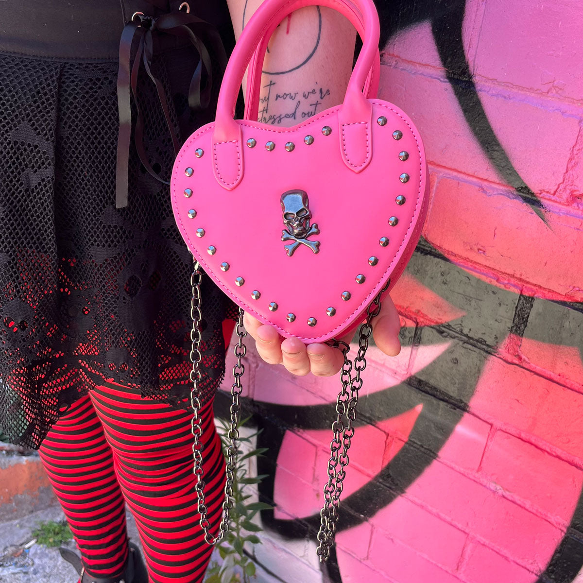 Candy Skullcrush Heart-Shaped Crossbody Bag
