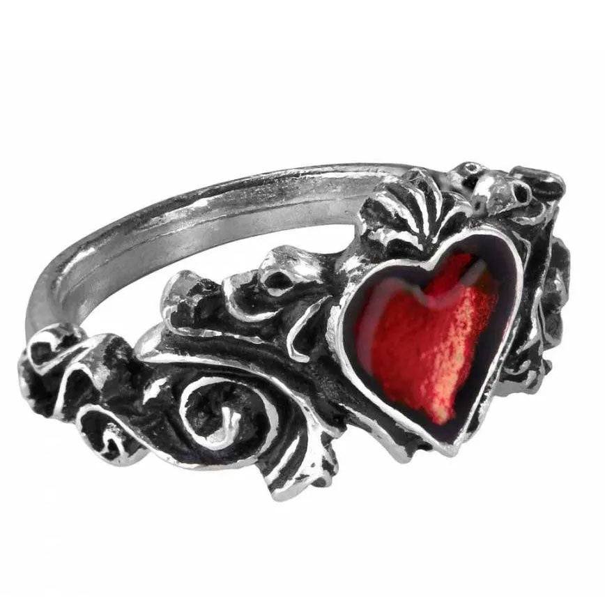 Betrothal Red Gothic Heart Ring