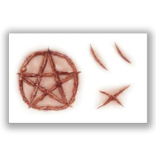 Pentagram Scar Horror SXF Hollywood Halloween Faux Tattoo