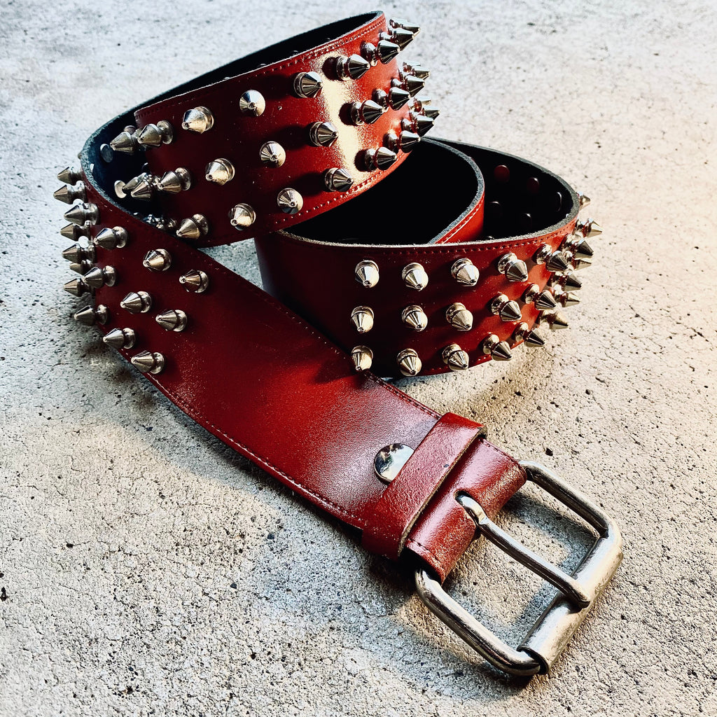 Crimson Wraith Spike Leather Belt