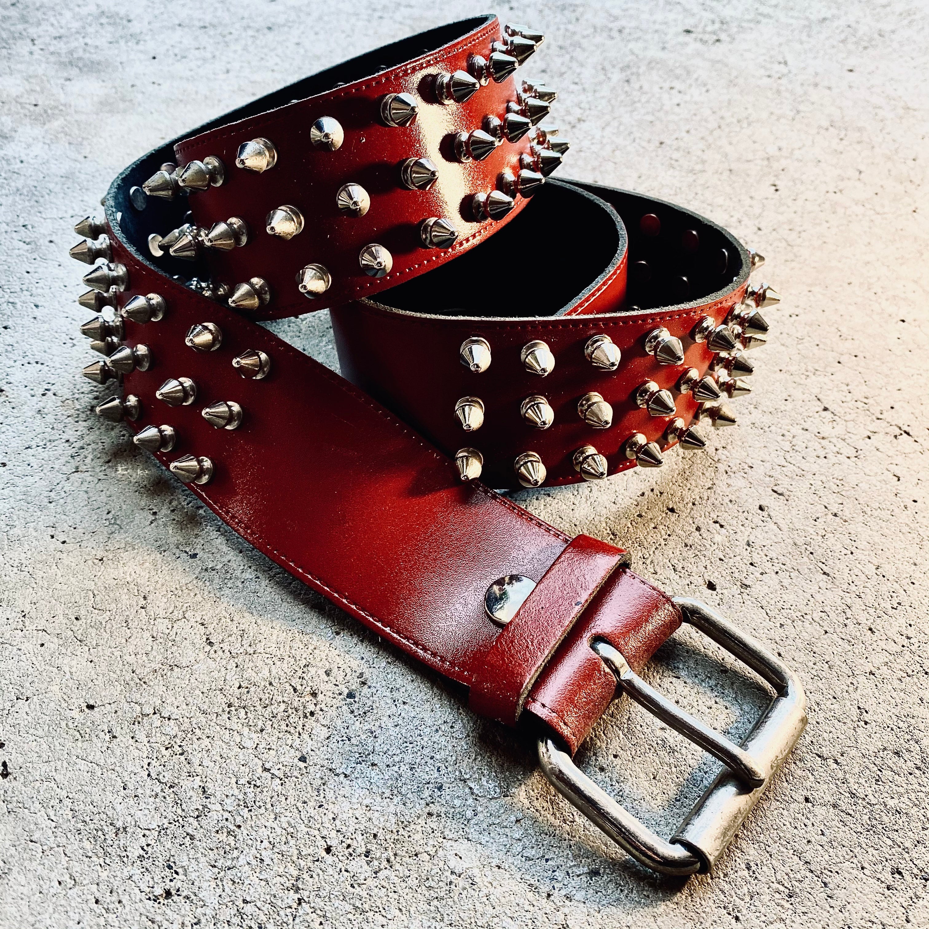 Crimson Wraith Spike Leather Belt