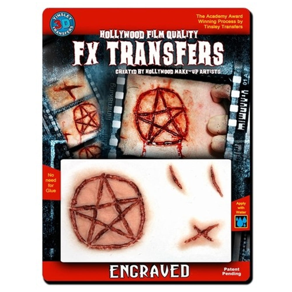 Pentagram Scar Horror SXF Hollywood Halloween Faux Tattoo
