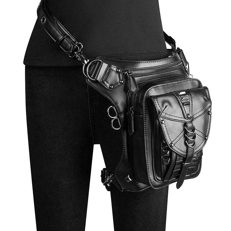 Punk Style Rivet Chain Bag: Black