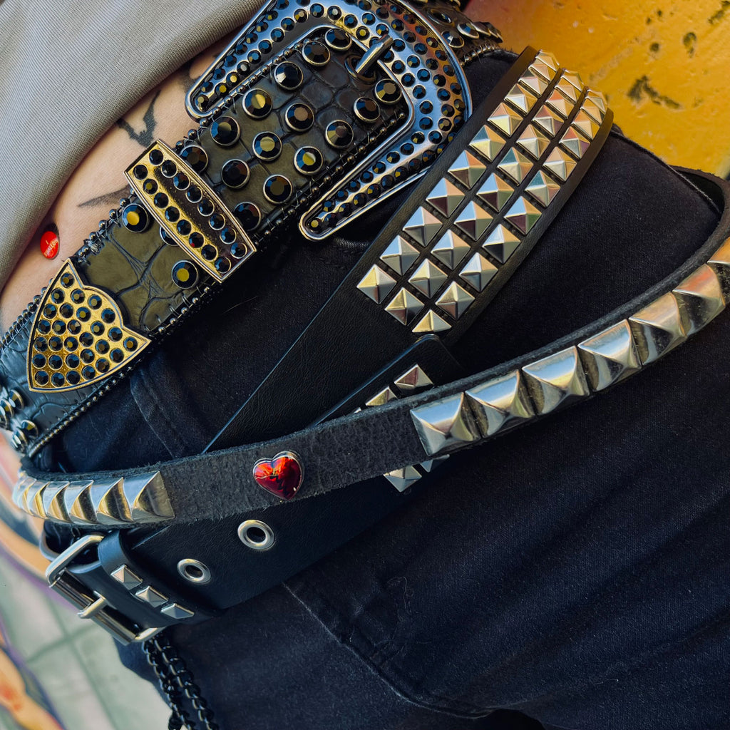 Alchemy Castile Heart-Ache Studded Leather Belt