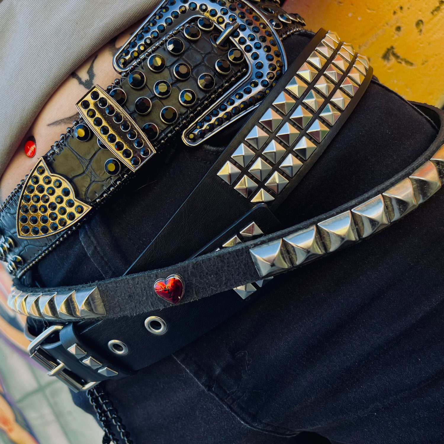 Alchemy Castile Heart-Ache Studded Leather Belt