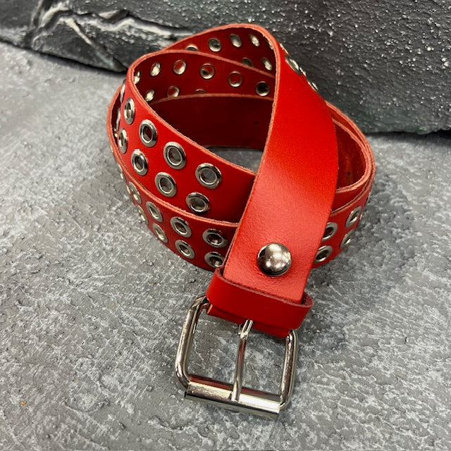 Red Rebel Double Riveted Leather Belt (Medium)
