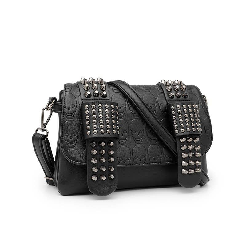For Crypt's Sake Studded Skull Shoulder Bag