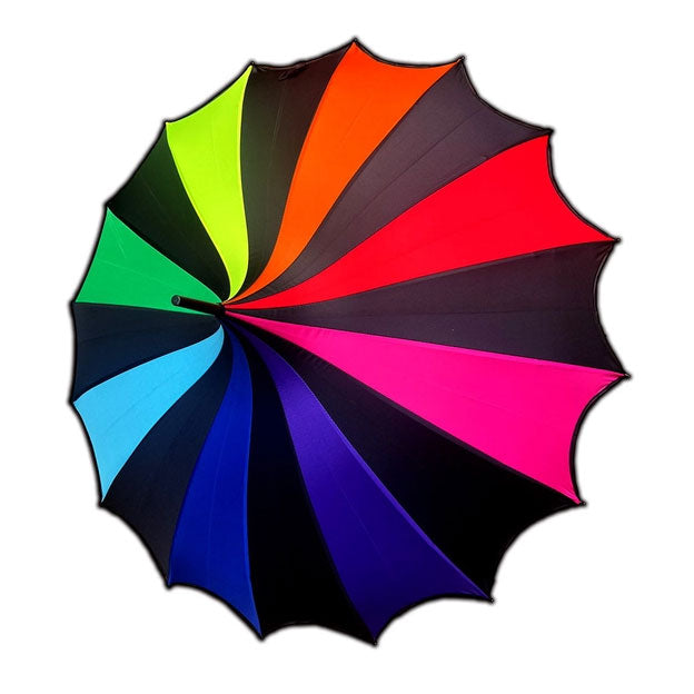 Batwing Pagoda Umbrella - True Black Rainbow