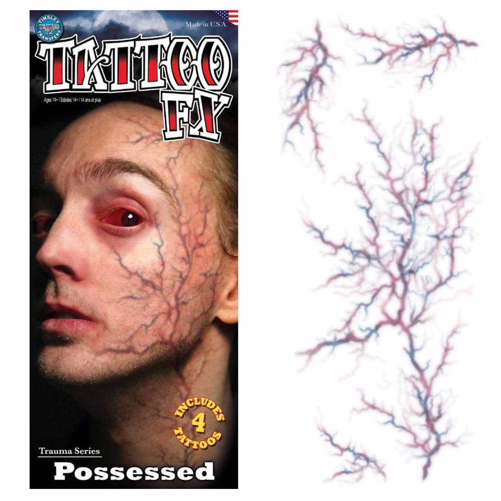 Trauma - Possessed Veins Horror Faux Tattoo