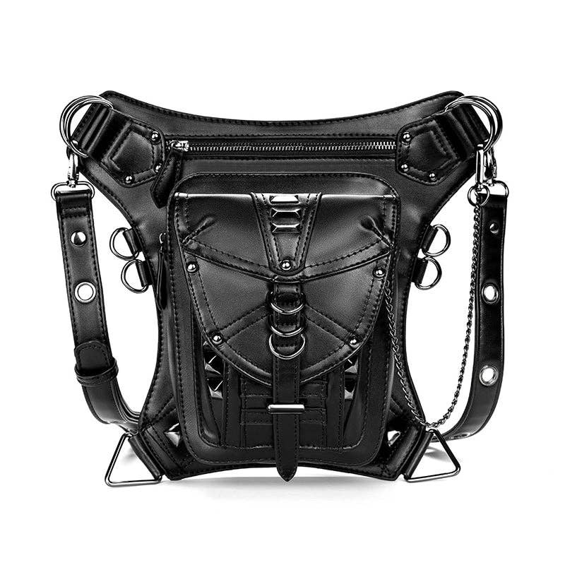 Punk Style Rivet Chain Bag: Black