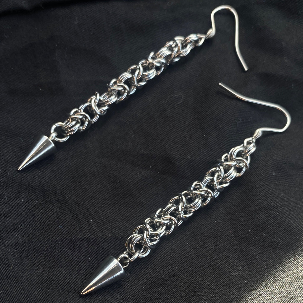 Lightning bolt Byzantine Weave Earrings