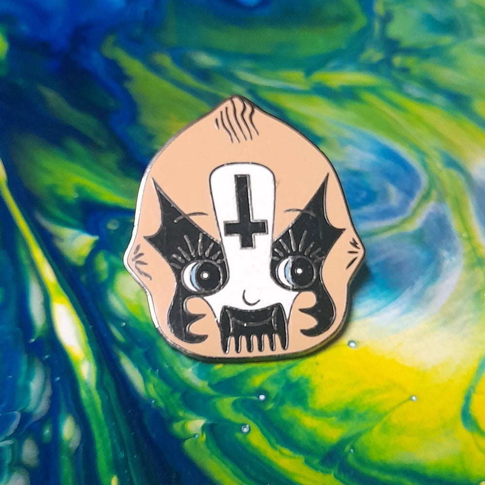 Kewpie Pie Black Metal Enamel Pin
