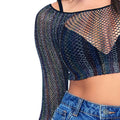 Midnight Rainbow Fishnet Crop