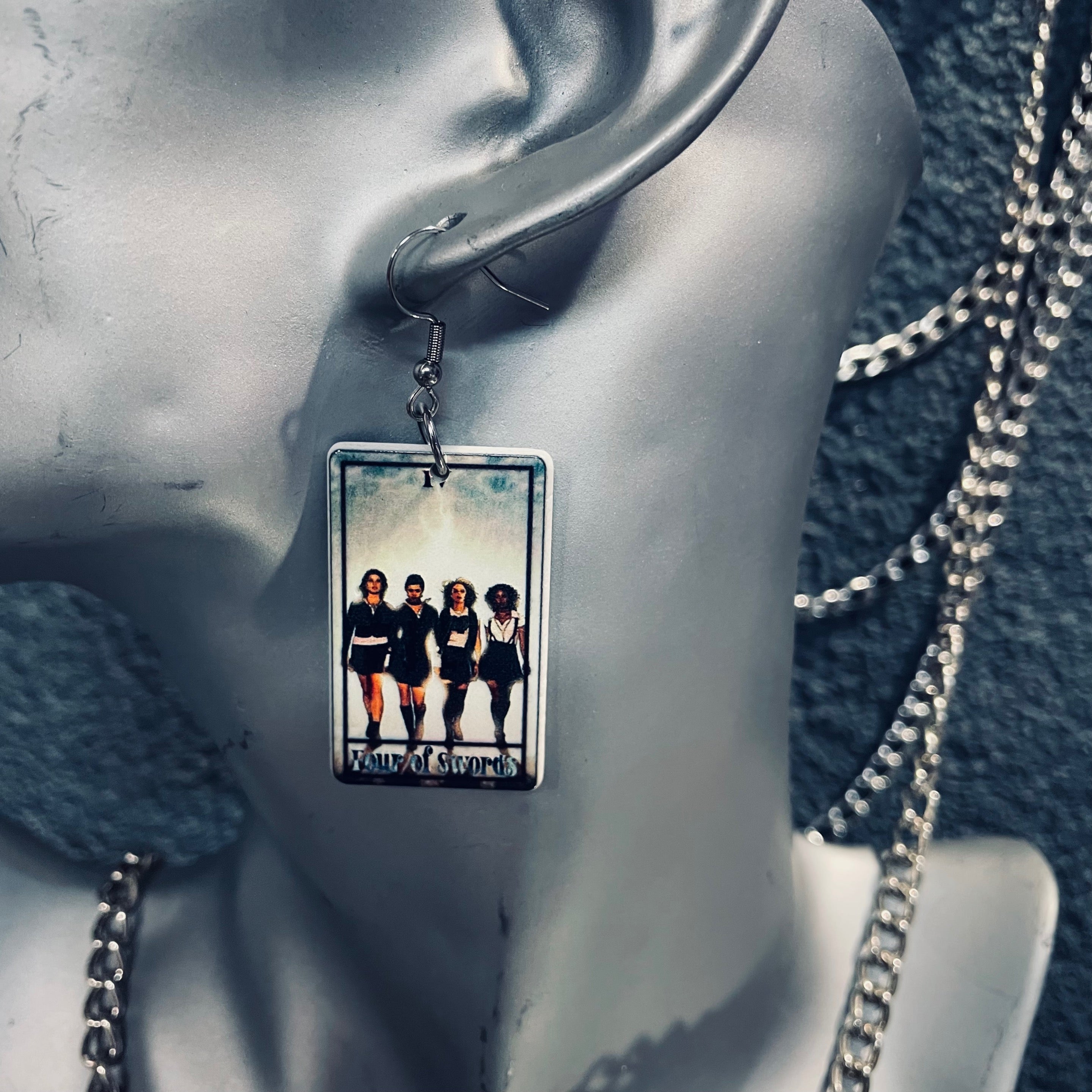 Horror Tarot Four of Swords Earrings